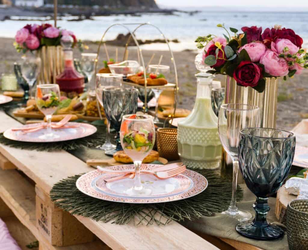 decorating the table for a house party