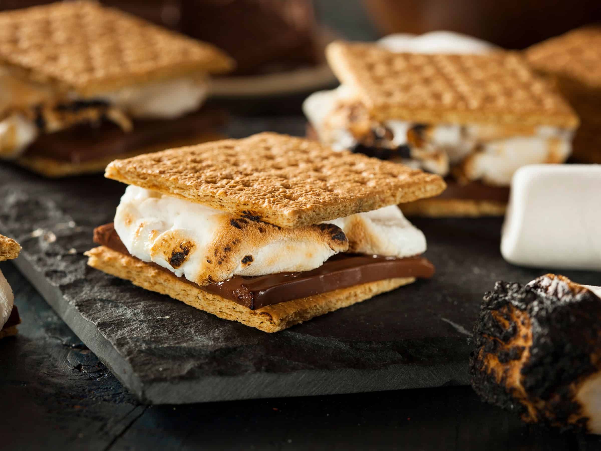 fun s'mores being cooked on barbecue